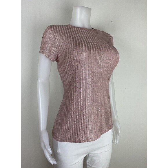 F. Ted Baker Top Size 3 Or 8 Pink Blouse Cap Sleeve High Neck - Picture 2 of 8